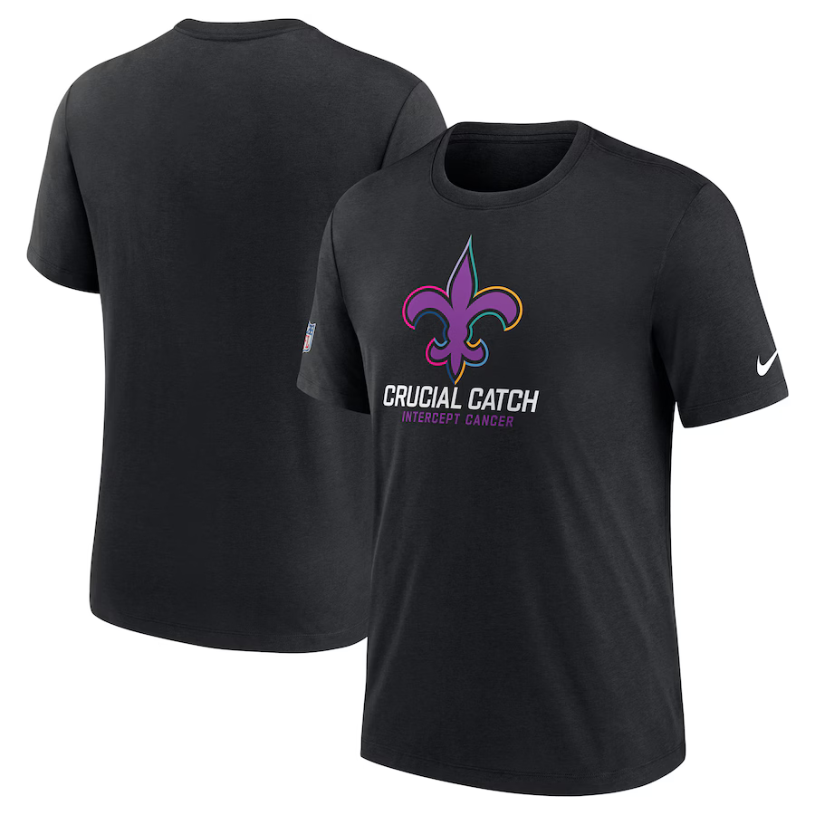 NFL Saints Charcoal 2024 Crucial Catch Performance T-Shirt