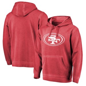 NFL San Francisco 49ers Pro Line Scarlet White Logo Shadow Washed Pullover Men Hoodie
