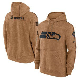 NFL Seahawks 2023 Brown Salute to Service Pullover Hoodie
