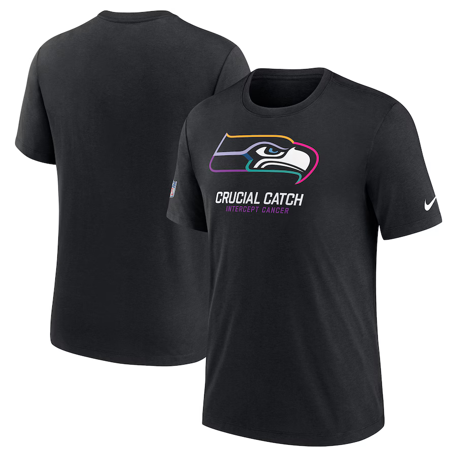 NFL Seahawks Charcoal 2024 Crucial Catch Performance T-Shirt
