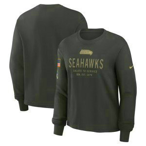 NFL Seahawks Dark Green 2025 Salute to Service Sideline Dri-FIT Long Sleeve T-Shirt