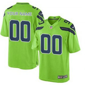 NFL Seahawks Green Color Rush Limited Customized Men Jersey