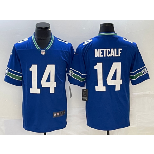 NFL Seattle Seahawks 14 DK Metcalf Blue Throwback Jersey