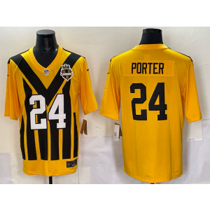 NFL Steelers 24 Porter Yellow Throwback Men Jersey
