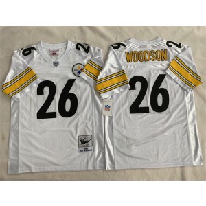 NFL Steelers 26 Rod Woodson White Throwback Men Jersey