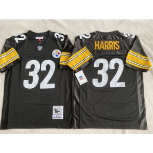 NFL Steelers 32 Franco Harris Black Throwback Men Jersey