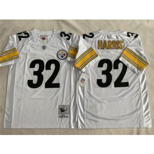 NFL Steelers 32 Franco Harris White Throwback Men Jersey