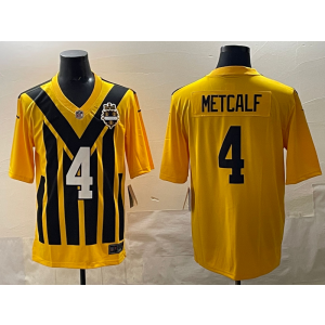 NFL Steelers 4 Metcalf Yellow Throwback Men Jersey