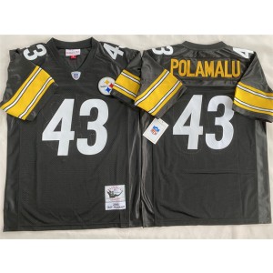 NFL Steelers 43 Troy Polamalu Black Throwback Men Jersey