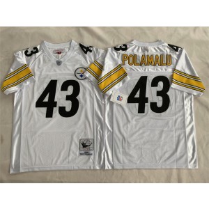 NFL Steelers 43 Troy Polamalu White Throwback Men Jersey