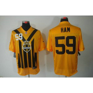 NFL Steelers 59 Ham Yellow Throwback Men Jersey