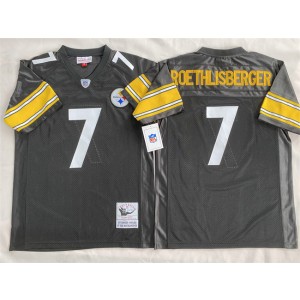 NFL Steelers 7 Ben Roethlisberger Black Throwback Men Jersey