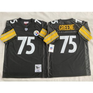 NFL Steelers 75 Joe Greene Black Throwback Men Jersey