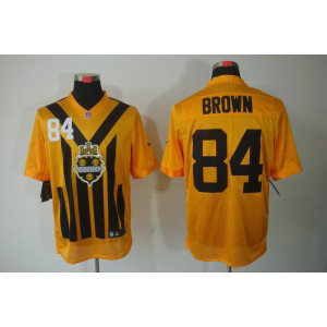 NFL Steelers 84 Brown Yellow Throwback Men Jersey