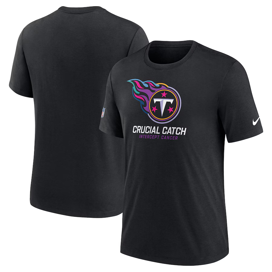 NFL Titans Charcoal 2024 Crucial Catch Performance T-Shirt