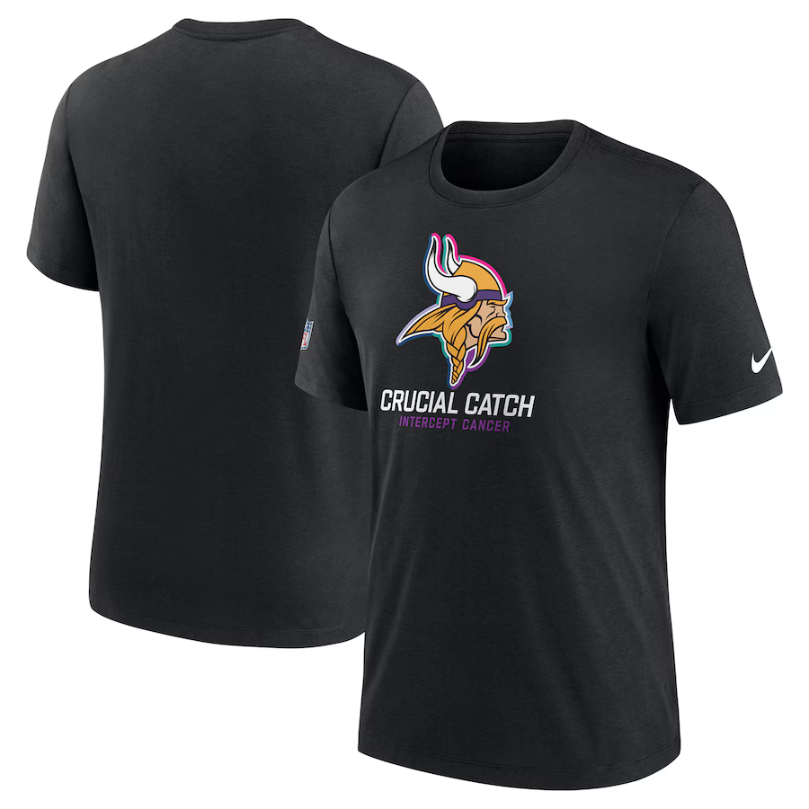 NFL Vikings Charcoal 2024 Crucial Catch Performance T-Shirt