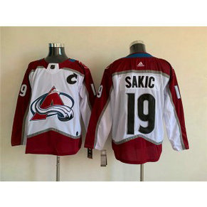 NHL Avalanche 19 Joe Sakic White Adidas Men Jersey