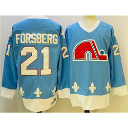 NHL Avalanche 21 Peter Forsberg Light Blue Men Jersey