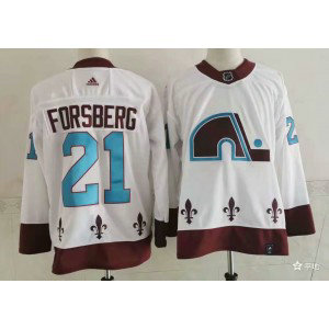 NHL Avalanche 21 Peter Forsberg White 2020 New Adidas Men Jersey