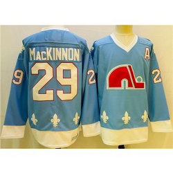 NHL Avalanche 29 Nathan MacKinnon Light Blue Men Jersey