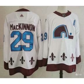 NHL Avalanche 29 Nathan MacKinnon White 2020 New Adidas Men Jersey