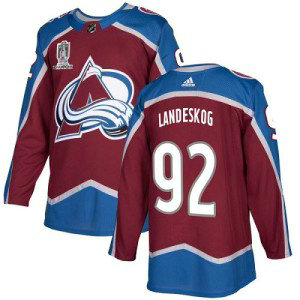 NHL Avalanche 92 Gabriel Landeskog 2022 Stanley Cup Champions Patch Adidas Men Jersey
