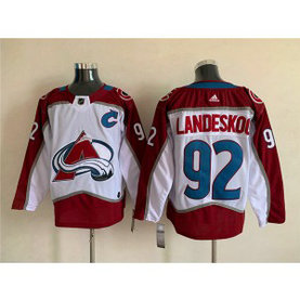 NHL Avalanche 92 Gabriel Landeskog White C Patch Adidas Men Jersey