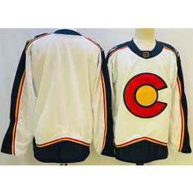 NHL Avalanche Blank White 2022-23 Retro Adidas Men Jersey