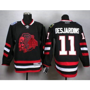 NHL Blackhawks 11 Andrew Desjardins Black(Red Skull) Men Jersey