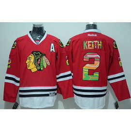 NHL Blackhawks 2 Duncan Keith Red Colorful Letters Reebok Men Jersey
