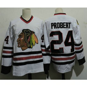 NHL Blackhawks 24 Bob Probert White Men Jersey