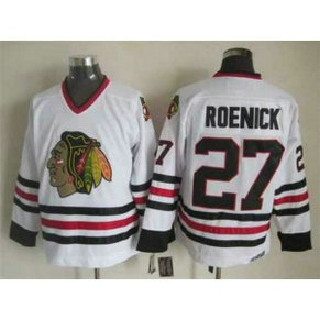 NHL Blackhawks 27 Jeremy Roenick White Throwback CCM Men Jersey