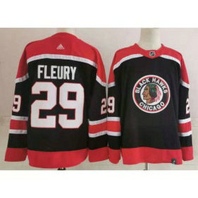 NHL Blackhawks 29 Marc-Andre Fleury Black Adidas Men Jersey