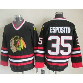 NHL Blackhawks 35 Tony Esposito Black CCM Throwback Men Jersey