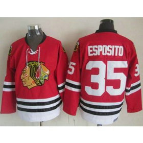 NHL Blackhawks 35 Tony Esposito Red CCM Throwback Men Jersey