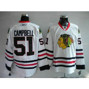 NHL Blackhawks 51 Brian Campbell White Men Jersey