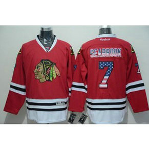 NHL Blackhawks 7 Brent Seabrook Red USA Flag Fashion Men Jersey