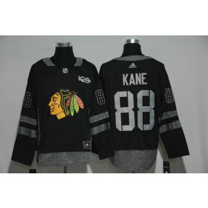 NHL Blackhawks 88 Patrick Kane 100th Anniversary Black Adidas Men Jersey