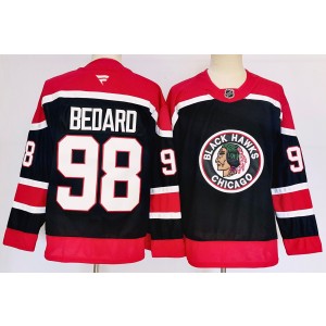 NHL Blackhawks 98 Connor Bedard Black 2024 New Adidas Men Jersey