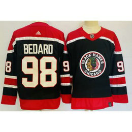NHL Blackhawks 98 Connor Bedard Black Adidas Men Jersey