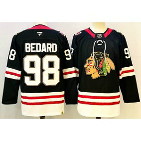 NHL Blackhawks 98 Connor Bedard Black New Men Jersey