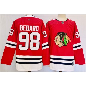 NHL Blackhawks 98 Connor Bedard Red 2024 New Adidas Men Jersey