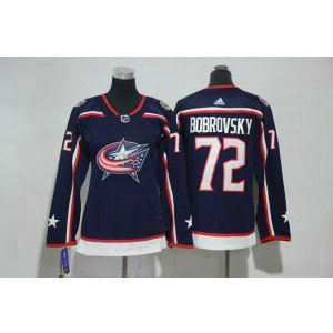NHL Blue Jackets 72 Sergei Bobrovsky Navy Adidas Women Jersey