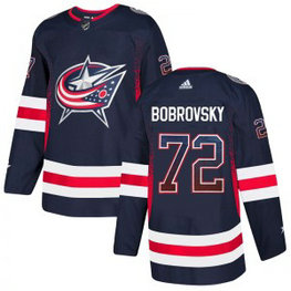 NHL Blue Jackets 72 Sergei Bobrovsky Navy Drift Fashion Adidas Men Jersey