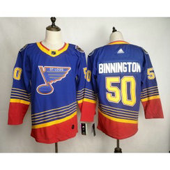 NHL Blues 50 Jordan Binnington Blue Throwback Men Jersey