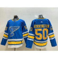 NHL Blues 50 Jordan Binnington Winter Classic Blue Adidas Men Jersey