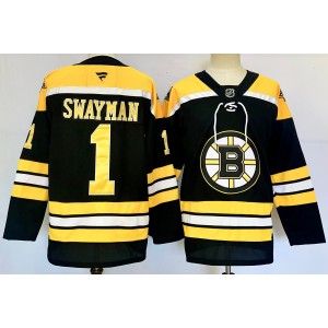 NHL Bruins 1 Swayman Black 2024 New Fanatics Men Jerseyy