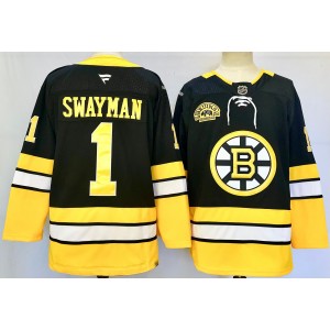 NHL Bruins 1 Swayman Black 2024 New Men Jersey