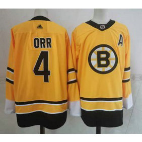 NHL Bruins 4 Bobby Orr Yellow 2020 New Adidas Men Jersey