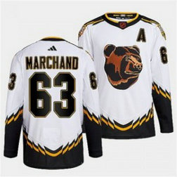NHL Bruins 63 Brad Marchand White 2022-23 Retro Adidas Men Jersey